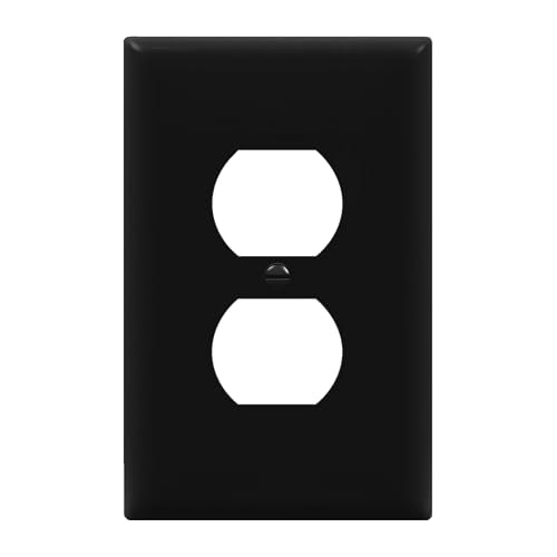 Image of ENERLITES Duplex Receptacle Outlet Wall Plate, Electrical Outlet Cover, Gloss Finish, Mid-Size 1-Gang 4.88 inch x 3.11 inch, Unbreakable Polycarbonate Thermoplastic, UL Listed, 8821M-BK, Black