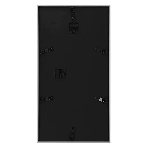 Frametory, 8.5X16.3 Picture Frame - For Three 5X7 Photos, Aluminum Metal Molding - Three Opening Ivory Mat - Wall Display - Great For Wedding, Graduation, Engagement Photographs (Silver) #TOP1