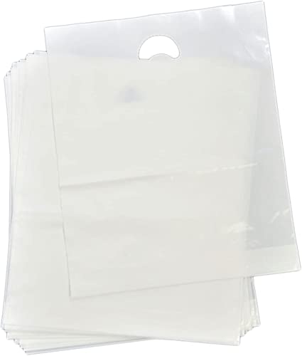 Sterling bargains 100 Pack Premium Quality Clear Plastic Carrier Bags Fashion, Party, Boutique, Shopping - 38cm x 46cm + 7cm