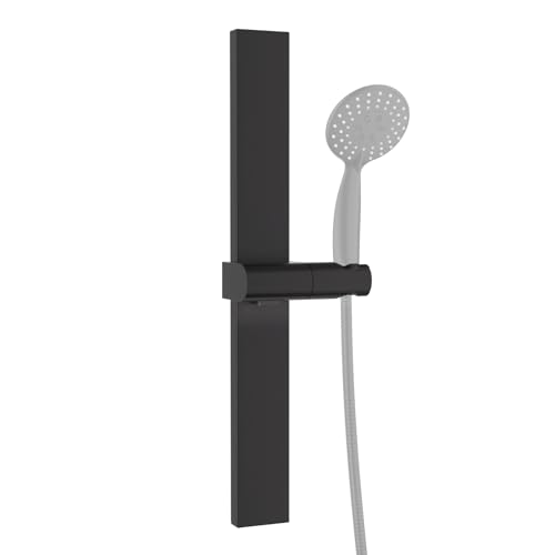 DETBOM Barre de Douche sans Perçage, Colonne de Douche avec Adhésif, Barre Douche en Métal avec Support de Pomme de Douche, Hauteur et Angle Réglables à 120°,...