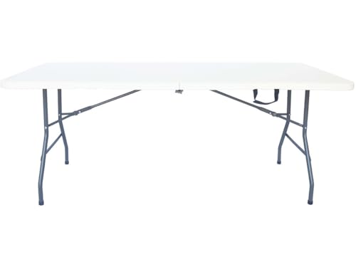 Table de Jardin Pliante en métal Foldy - 181 x 74 x 74 cm - Blanc