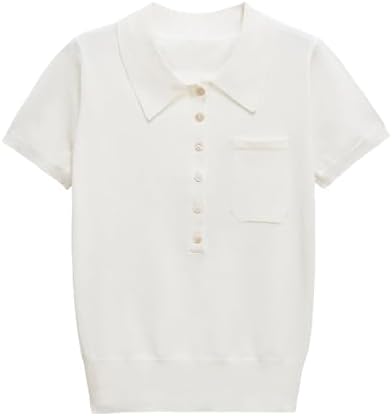 Womens Minimalist Knitted T Shirt Short Sleeve Shirts Lightweight...