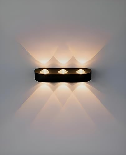 FILLISKA® LED Indoor/Outdoor Wall Light, IP-65 Rainproof & Shockproof Body. (Slim MattBlack 3up + 3down)