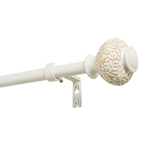 Decopolitan 3/4" Leaf Urn Bay Window Curtain Rod Set, Antique White #TOP1