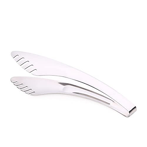 MRKU Pinzas de Cocina de Acero Inoxidable, 1 Pieza, Pinza Plateada para Pan, para Servir Alimentos, Barbacoa, Anti-Calor, para repostería y Barbacoa.