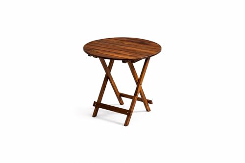 Image of 3-Piece Folding Wooden Bistro Set - Portable Outdoor Patio Table and Chair - Solid Wood Garden Furniture for Balcony, Terrace & Small Spaces