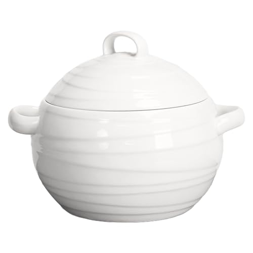 Creativity Home Casserole Dish, 37.1 ounce Spherical shape Casserole Dish With Lid, Oven to Table Porcelain Serving Handles, for Dinner and Party, Dishwasher and Microwave Safe 7.6 INCH