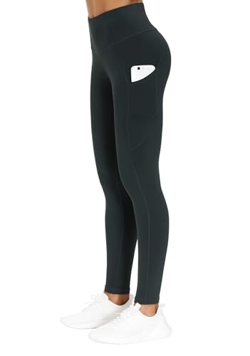 Image of THE GYM PEOPLE Thick High Waist Yoga Pants with Pockets, Tummy Control Workout Running Yoga Leggings for Women