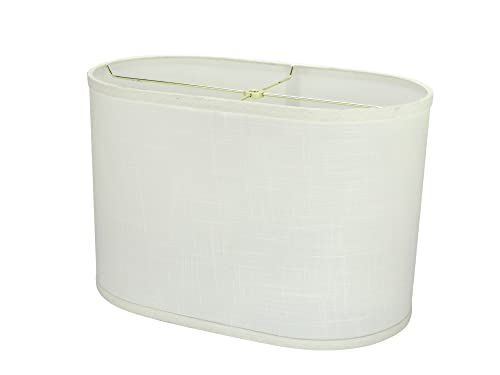 Image of Aspen Creative 37051A Transitional Oval Hardback Shaped Spider Construction Lamp Shade in Off-White Linen Fabric, 16 1 /2 inch wide (9 1 /2 inch + 16 1 /2 inch) x (9 1 /2 inch +x 16 1 /2 inch) x 11 inch