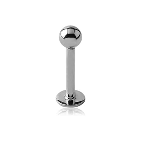 Labret Studs Piercing Body Jewellery Bars Lip Ring Monroe Earrings Anodized Steel 6mm 8mm with Ball (Silver, 8) Cover