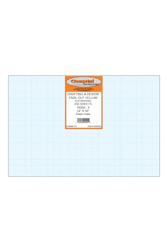 Clearprint 1000H Vellum Sheets with 8x8 Fade-Out Grid, 8.5