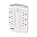 RCA PSWTS6F Wall Tap Surge Protector with 6 Swivel Outlets,White