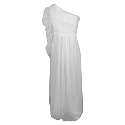 Foviguo Plus Size Women's Formal Chiffon Lace Vintage One Shoulder Evening Dresses Wedding Long Ball Gown, 01-White, X-Large #TOP3