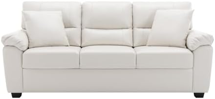 Caradel Anderson 3+1+1 Sofa Set for Living Room | Cream Leatherette Sofa | 5 Seater Sofa Bedroom,Office Furniture | Leather Sofa Set for Living Room | Sofa Set 5 Seater