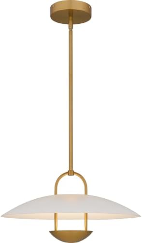 Quoizel Bingham Pendant Light, 18 Inch Brushed Gold Island Light, Integrated LED, 1580 Lumens, 14W, Max Hanging Height 49", Ceiling Light for Kitchen, Dining Room, Foyer, Office or Entryway