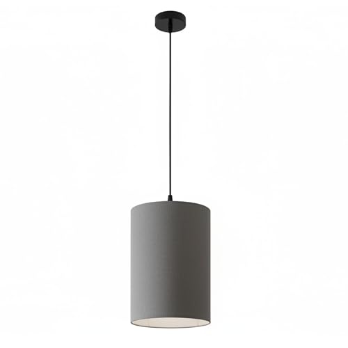 Image of Cylinder print hanging shade Classic Pendant Cylinder Lamp Shade, Decorative Light Lamp, Hanging Spotlight with Fixture (Grey)