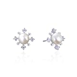 Orecchini con perla, orecchini da donna in argento Sterling, 12,1 mm, eleganti regali, 12.1x12.1MM, Perla