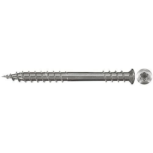 fischer PowerFast - Viti per terrazze, 5,5 x 70, a testa svasata, in acciaio inox A2, attacco Torx, per viti di rivestimenti per terrazze su sottostrutture in legno, 200 pezzi