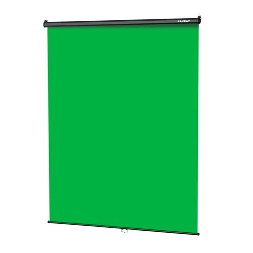 RAUBAY Écran rétractable vert – 152 x 220 cm – Fond mural pliable pour production vidéo professionnelle, toile de fond Chroma Key pour YouTube, TikTok, streaming, vidéoconférence