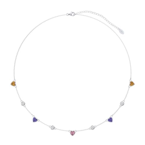 Collier pendentif cœurs argent sterling 925 et oxyde de zirconium femme