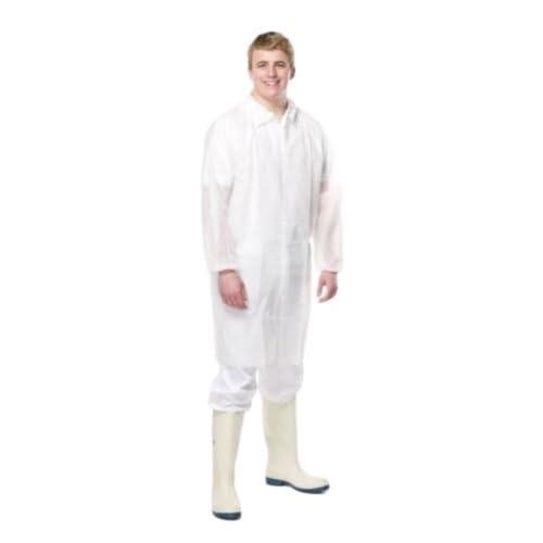 RS PRO Besucherkittel 3XL, Unisex, Spinnvlies-Polypropylen, Spritzwassergeschützt, Weiß, Klettverschluss, Packung a 50 Stück