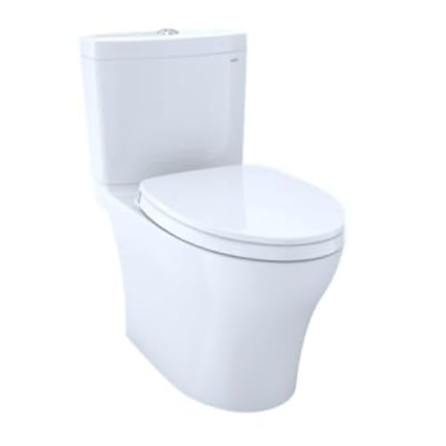 TOTO Aquia IV Two-Piece Elongated Dual Flush 1.28 and 0.9 GPF Skirted Toilet with CEFIONTECT, Cotton White - CST446CEMGN#01