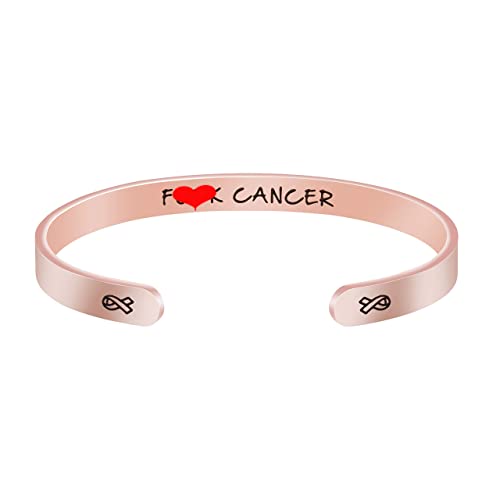 JoycuFF Cancer Survivor Gifts for Women F**k Cancer Cuff Bracelet Cancer Awareness Gift for Her Motivational Bangle