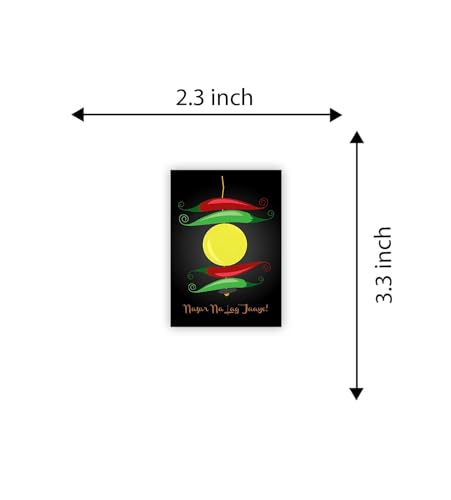 Image of Gift Me Bazar Nazar Na Lag Jaye Wooden Fridge Magnet | Nimbu Mirchi Magnet Sticker | Home & Kitchen Decor Magnet | Nazar Battu Fridge Magnet