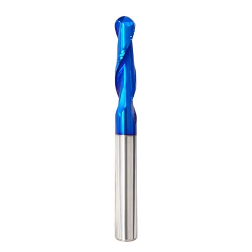 Image of Ruhi CNC Router bits Carbide Ball Nose End Mill with Nano Blue Coating 1 /4 inch Shank 1 inch Cutting Dia 2-1 /2 inch Overall Length for Side Milling End Milling Finish Machining B114