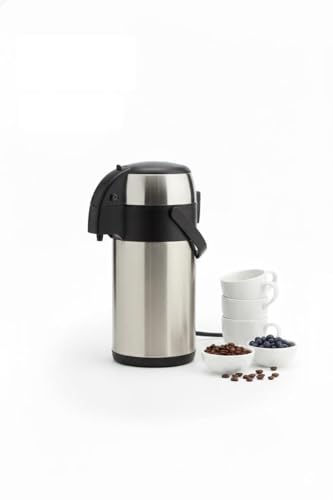 Acense Pump Action Airpot, Stainless Steel Dispenser with Vacuum Pump, Double Wall Insulated Coffee & Tea Urn with Safety Lock & Carry (3.0 Litre)