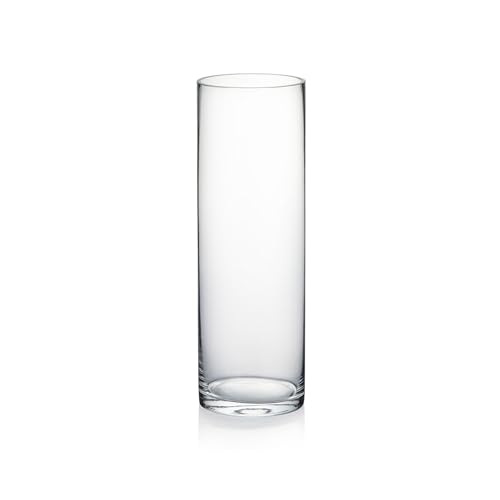 WGVI Quality Thick Weighted Clear Cylinder Glass Vases, 4" W x 12" H, Flower Arrangement Floating Candle Holders Wedding Centerpieces Terrarium Planter Floral Countertop Storage Container, 1 Piece by WGVI - Used condition - US$10.88