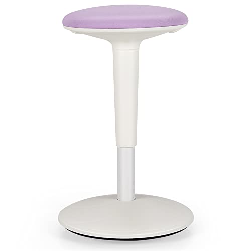 Image of Giantex Wobble Stool Height-Adjustable Standing Desk Stool W /Swivel, Tilt Motion, Premium Airlift, Wiggle Chair for Flexible Seating, for Junior, Home, Office, School Active Chair (Violet+White)