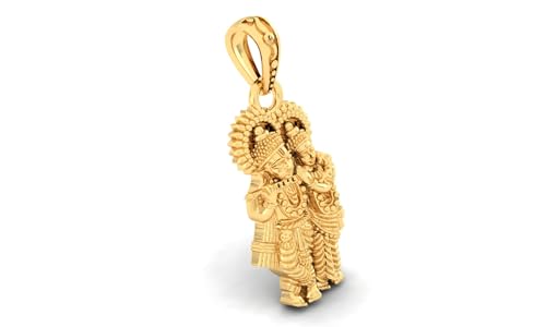 Image of LMDPRAJAPATIS Lord Religious Shree Radha Krishna Yellow Gold Plated Pendant With Chain for Men & Women