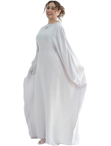Image of Dubai Bat Sleeve Dress Shiny Robe for Women Muslim 1pc Abaya Eid Prayer Clothes Soft Dubai Travel Party Dress Maxi Abaya