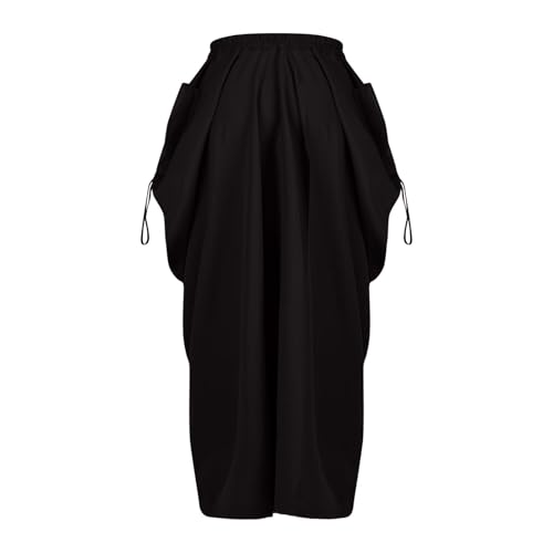 Women Boho Maxi Skirt Elastic High Waist Stretch Long Skirt Casual Y2k Fashion Cargo Skirt with Two Side Pockets2