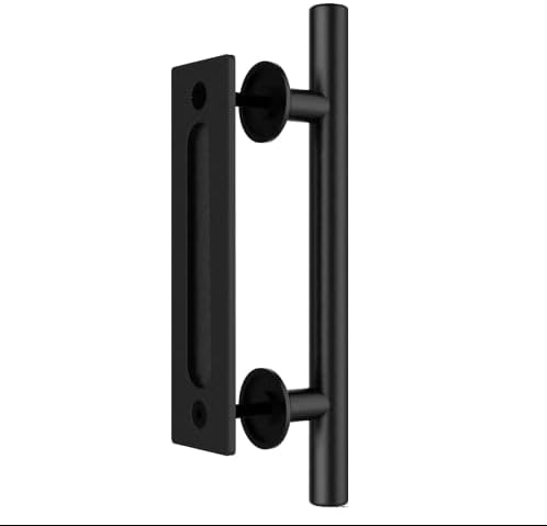 QINAIXQM 24CM Sliding Door Handle Double Sided Barn Door Handle Embedded Invisible Alloy Steel Frosted Black