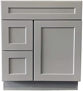 Generic 30 Wide x 21 Deep New Light Grey Shaker Single Sink Bathroom Vanity Base Cabinet LGS V3021D 30inch x 21inch x34.5inch