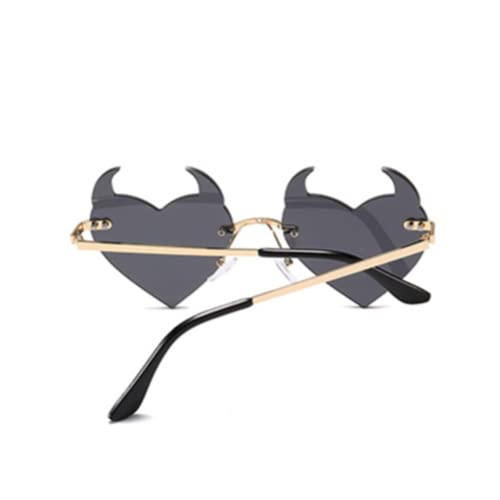 ENTHYI Devil Heart Sunglasses Rimless rave Trendy Halloween party Funny Woman/Men Glasses3