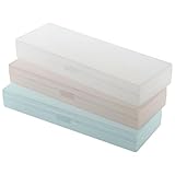 ZneOkoay 3 Packs Small Plastic Pencil Case Clear Boxes Stationery Storage Case with Hinged Lid and Snap Closure for Pencils,Pens and Crayon,Home School Office Supplies (white,blue and pink)