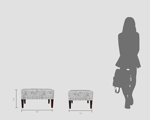 Image of WELL KNOWN Wooden Set of 2 Wing Chair with Ottoman | Wingback Chair for Living Room | Home Decor Furniture (Grey with White- 2)