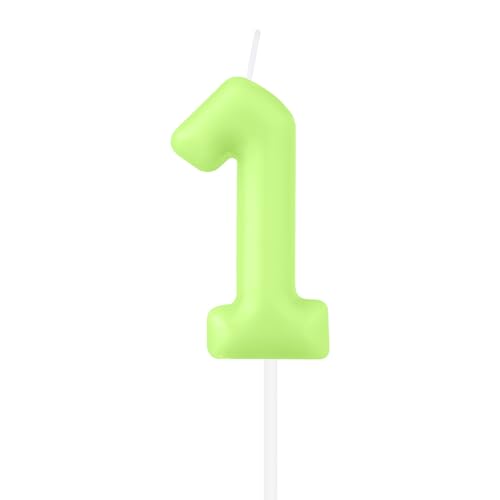 iNINGER Macaron Happy Birthday Candle - Green First Birthday Candles for Cake Toppers, Pastel Sweet Birthday Party Decorations
