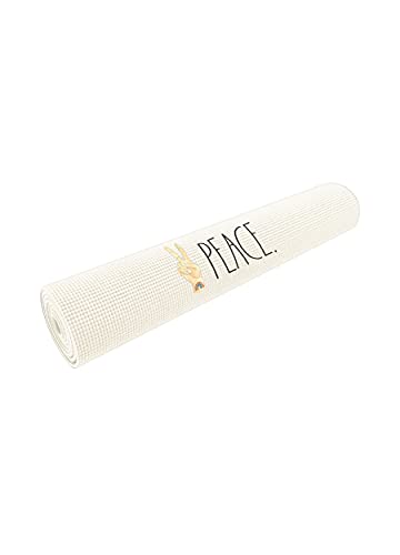 Rae Dunn Yoga Mat - High Density Foam Exercise and Fitness Mat for Workout or Stretching - Dual Sided Non Slip Cushion Grip - Portable, Travel Friendly for Home, Gym, Yoga Studio, Pilates - White