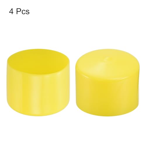 Image of uxcell 4pcs Rubber End Caps 60mm(2 3 /8 inch) ID Vinyl Round Tube Bolt Cap Cover Screw Thread Protectors Yellow, 40mm Height