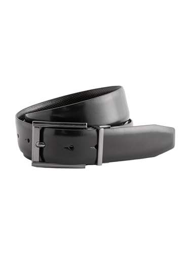 NEXT Hombres Cinturón reversible de piel suave con estampado Negro L