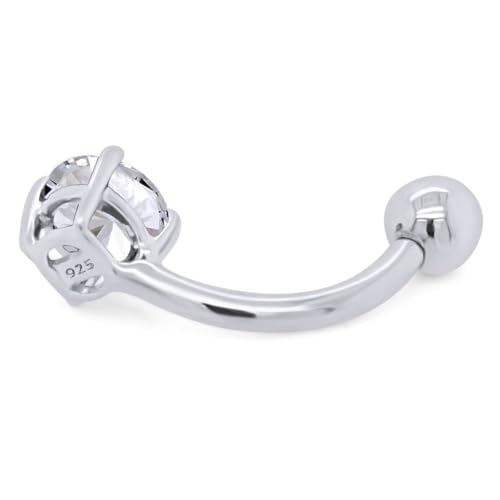 Affy MNO-BB-20191803-WG-CZ Round Shape White Cubic Zirconia Body Piercing Curved Barbells, Floating Navel Belly Piercing Button Premium Surgical Steel Ring In 14K White Gold Over Sterling Silver Gift thumb #4