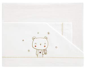 Parure de lit unisexe 100% coton cuna blanc avec motif ours pour lit de bébé et nouveau-né
