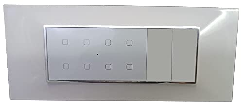 Image of Smarteefi Touch 8 Port Modular WiFi Smart Switch Board (7 Light Switch + 1 Switch 16A), Customizable with add-on modules, Compatible with Alexa & Google Home, White (Size: 6M (220mmx90mmx40mm))