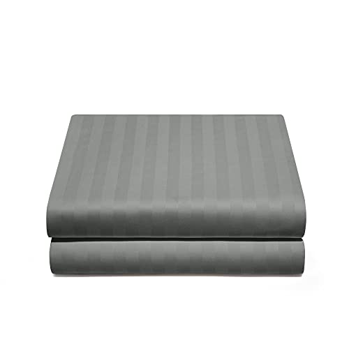 Fitted Sheet Double 25cm Soft Brushed Microfiber with Satin Stripes Fade Resistant Easy Care Breathable Bed Sheets (Dark… - Image 8