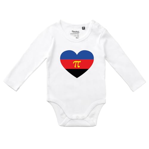 Huuraa Baby Body Pi-Polyamorie Pride Flagge LGBTQ Herz 62 White Bio Baumwolle Fairtrade Langarmbody Geschenkidee