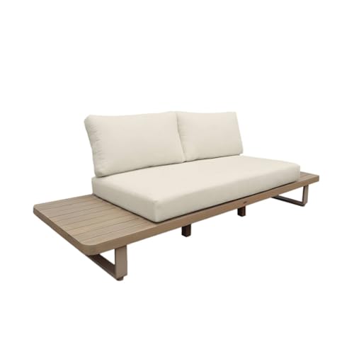 sweeek - Banquette de Jardin Bois d'acacia et Aluminium 2 Places Beige - Latika